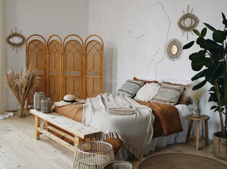 bed with boho itens